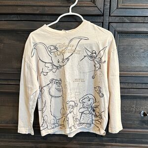 Zara size 6-7( true size 6) Disney Kids Cream Long Sleeve Tee with Characters